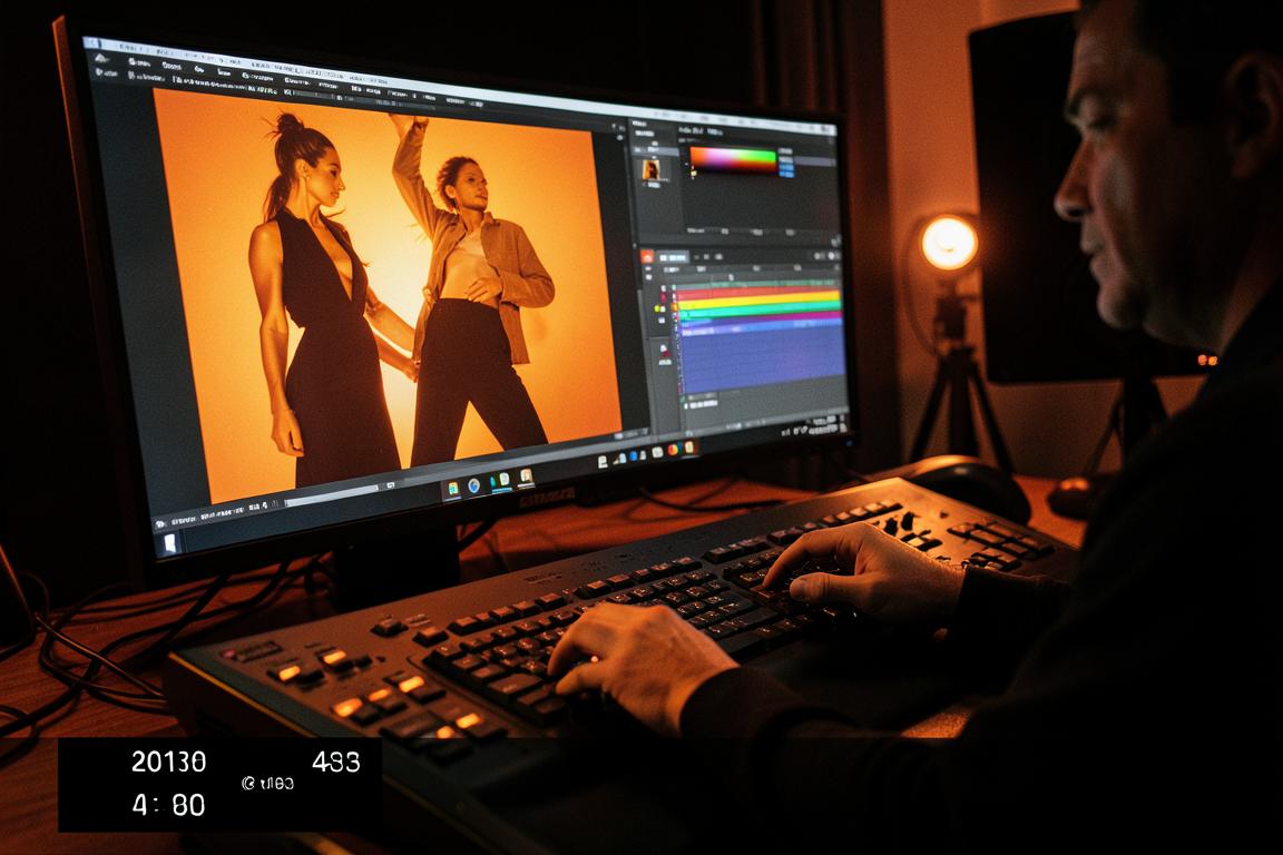 Suite de edición audiovisual durante una producción